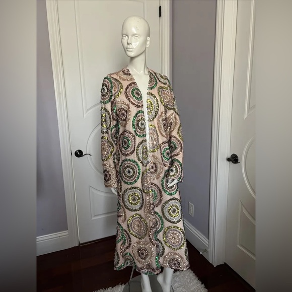 Blanka The Label Pink Sequin Duster Jacket Size Large - Picture 2 of 6